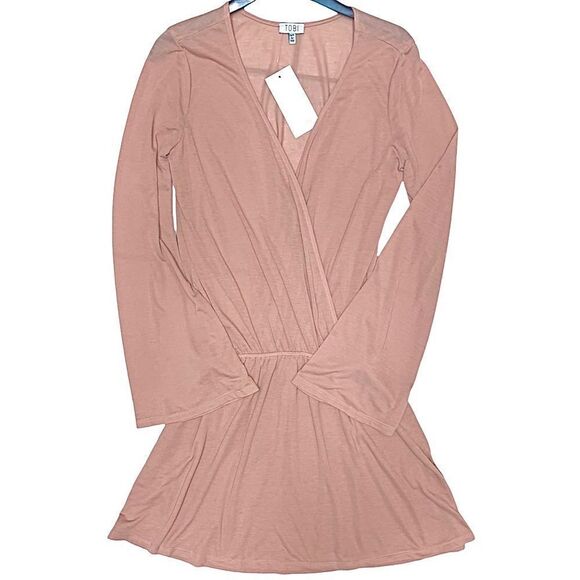 TOBI Eliza Bell Sleeve Terracota Cotton Knit Day Dress Size Small - Picture 4 of 13